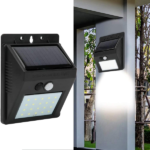 Sieninis lauko šviestuvas su saulės baterija Solar, 3W, 5500K-6000K (šaltai balta), IP65, juodos spalvos