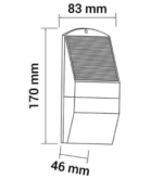 Sieninis lauko šviestuvas su saulės baterija ALBA, 2W, 6000K (šaltai balta), IP54, juodos spalvos - Image 3